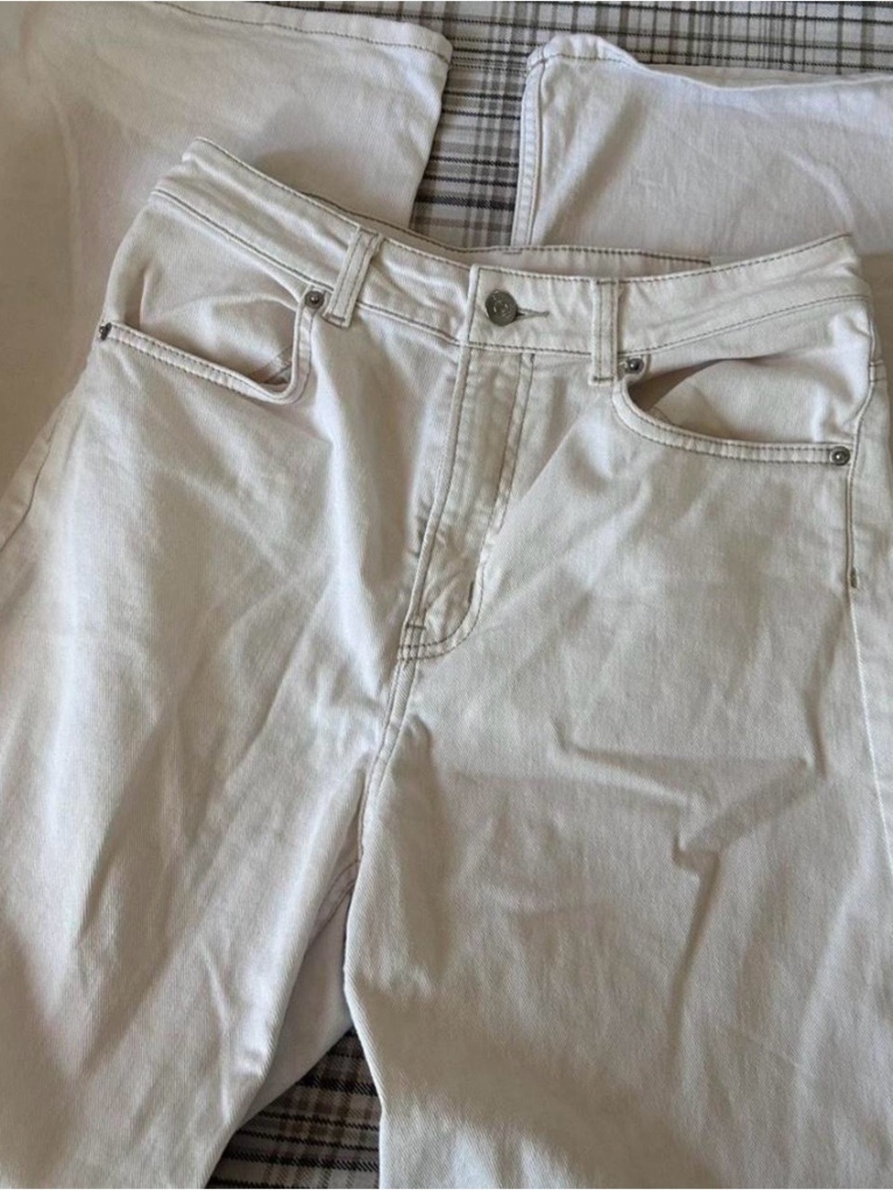 H&M white wide leg jeans
